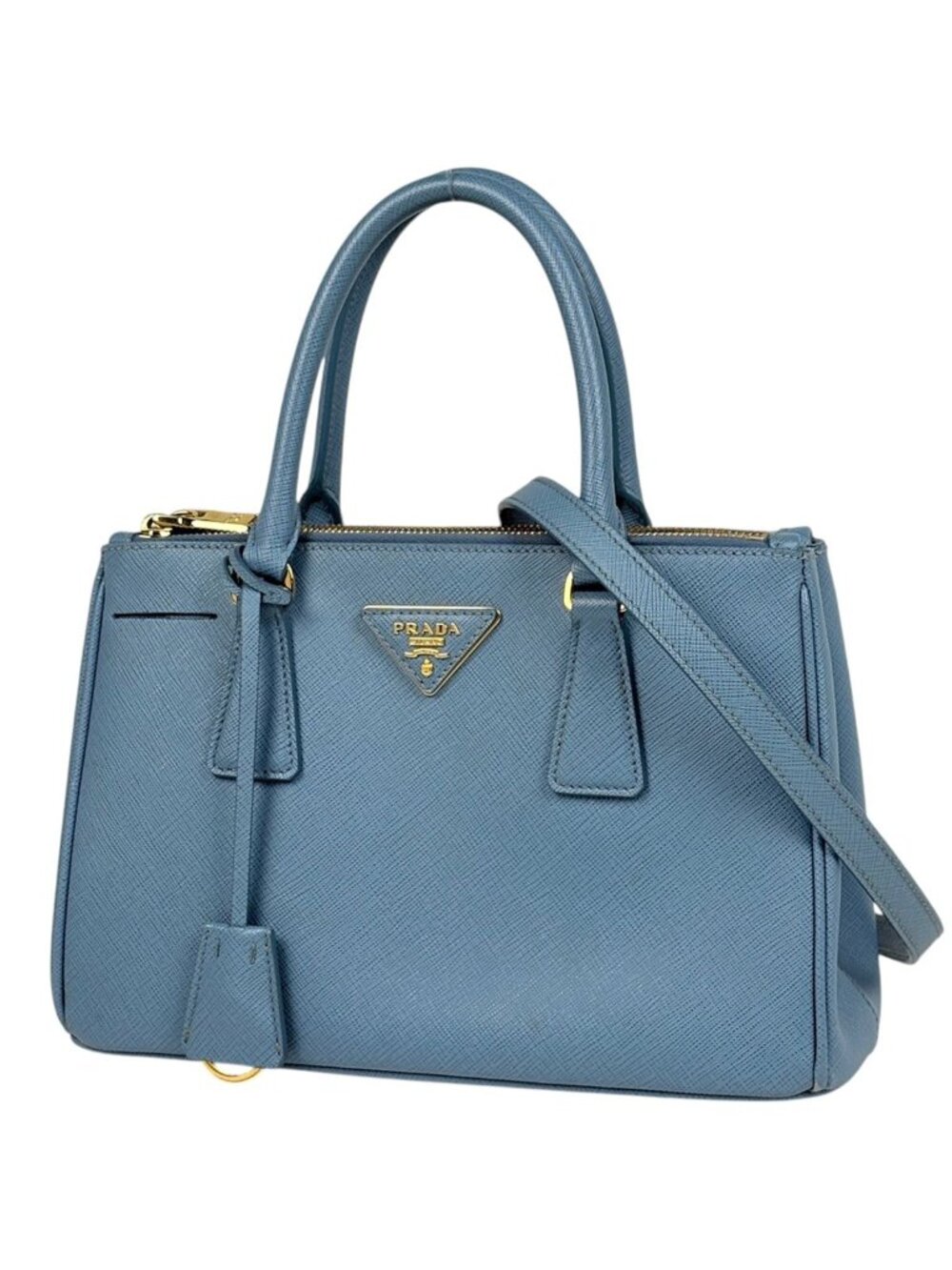 Prada Handbag Galleria Medium 2-Way Saffiano Leather Light Blue